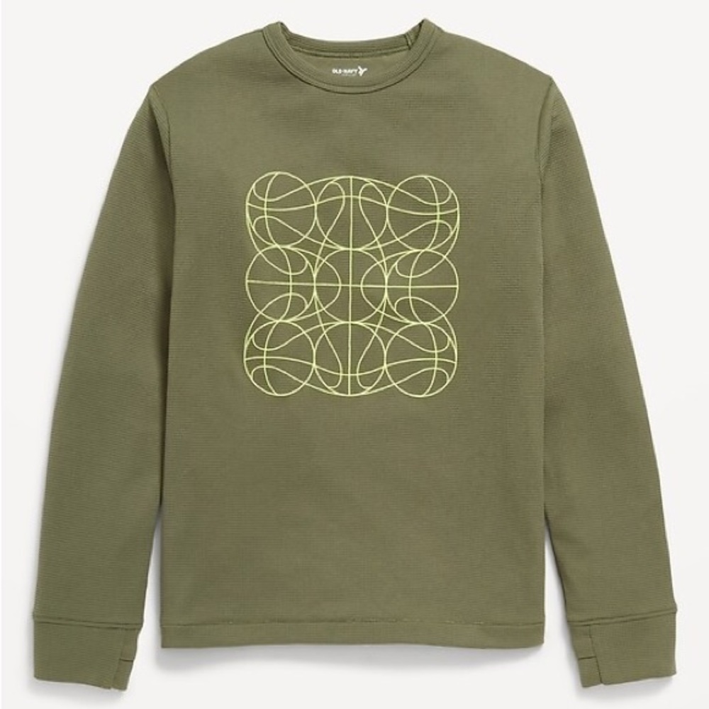 Old Navy Active Boys Green Long Sleeve Performance Shirt